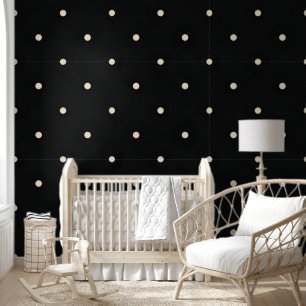 Sparse Ivory Polka Punkte auf schwarz Tapete