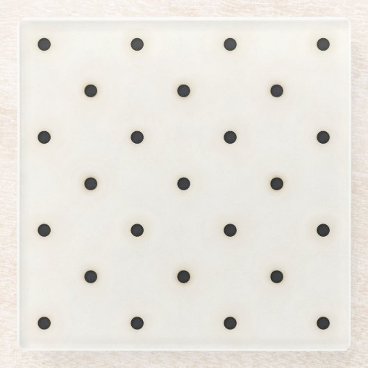 Sparse Polka Dots auf antikem Weiß Glasuntersetzer (Vorderseite)