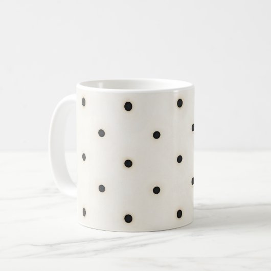 Sparse Polka Dots auf antikem Weiß Kaffeetasse (Vorderseite Links)