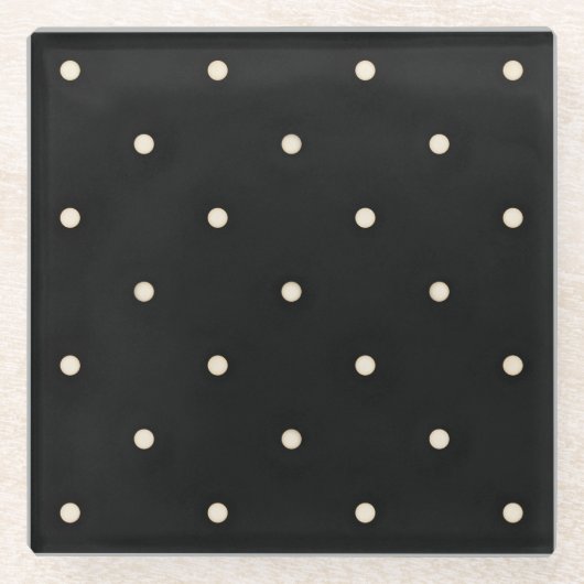Sparse Polka Dots auf schwarz Glasuntersetzer (Vorderseite)