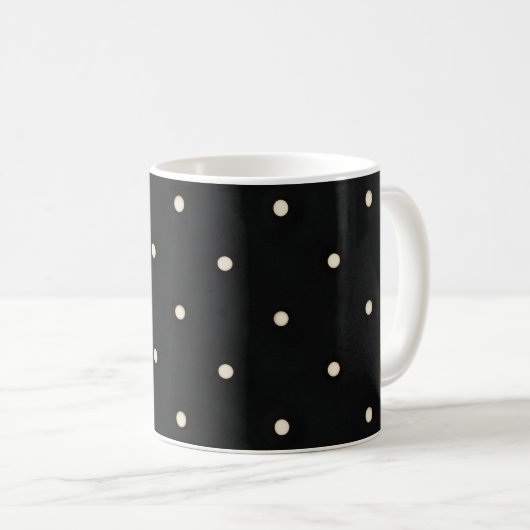 Sparse Polka Dots auf schwarz Kaffeetasse (VorderseiteRechts)