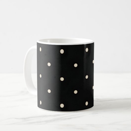Sparse Polka Dots auf schwarz Kaffeetasse (Vorderseite Links)