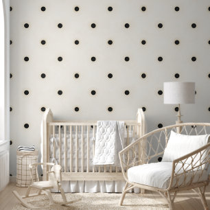 Sparse schwarze Polka Punkte auf Elfenbein Tapete