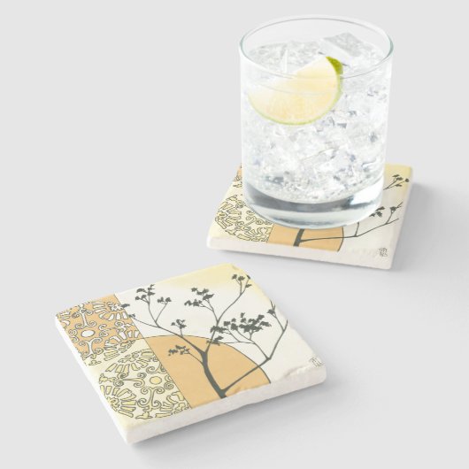 Sparse Tree Silhouette von Megan Meagher Steinuntersetzer (Seitenansicht)