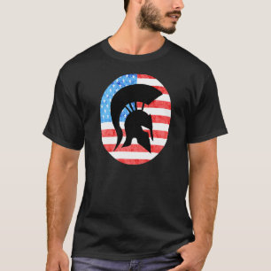 Sparta Soldier American Flag Usa Spartan Gladiator T-Shirt