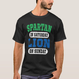 Spartan am Samstag Löwe am Sonntag Funny Detroit V T-Shirt