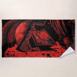 Spartan Helmet Beach Towel – Red Warrior Art Strandtuch