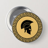Spartan Helmet Bold Black & Gold Design Button (Vorne & Hinten)