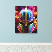 Spartan Helmet Canvas Print Leinwanddruck (Insitu (Holzboden))