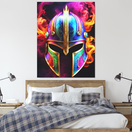Spartan Helmet Canvas Print Leinwanddruck (Insitu (Schlafzimmer))