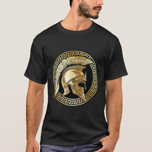 Spartan Helmet Gold Gladiator Sparta Griechisches T-Shirt (Vorderseite)