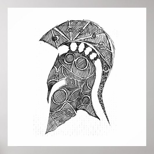 Spartan Helmet Sketch Poster (Vorne)