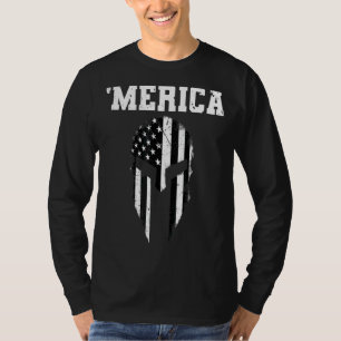 Spartan Helmet Usa Flag Merica 4. Juli T-Shirt