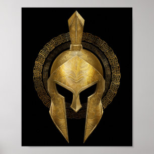 Spartan Helmet Warrior Gold Gladiator Sparta Griec Poster