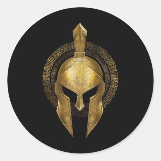 Spartan Helmet Warrior Gold Gladiator Sparta Griec Runder Aufkleber (Vorderseite)