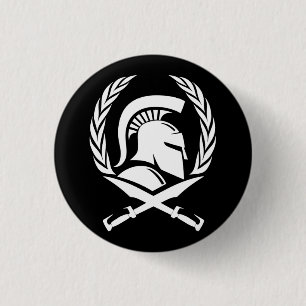 Spartan Helmet Wreath und Schwert Button