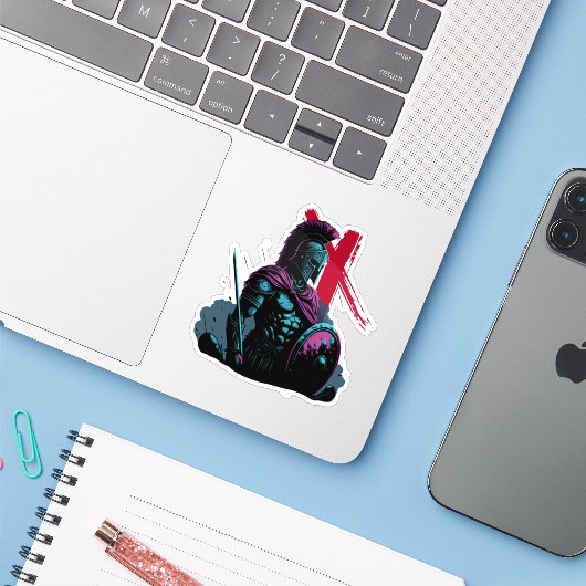 Spartan Nauthiz Aufkleber (Laptop mit iPhone)