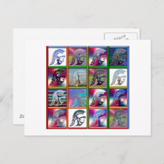 Spartan Solider Collage mit Freiheitsstatue Postkarte (Vorne/Hinten)