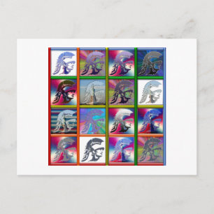 Spartan Solider Collage mit Freiheitsstatue Postkarte