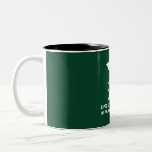 Spartan stark Einmal Spartan Immer spartanisch Zweifarbige Tasse (Links)