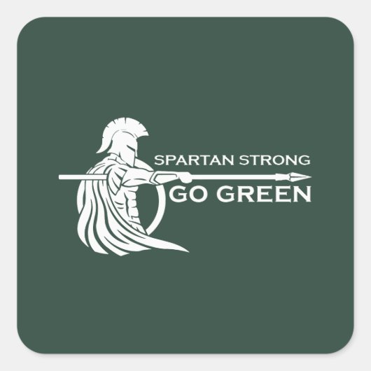 Spartan Strong Go Green Spartan Warriors Quadratischer Aufkleber (Vorderseite)
