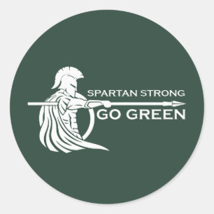 Spartan Strong Go Green Spartan Warriors Runder Aufkleber