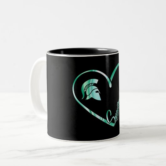 Spartan Strong Wir stehen mit Staat Spartan Logo Zweifarbige Tasse (Vorderseite Links)