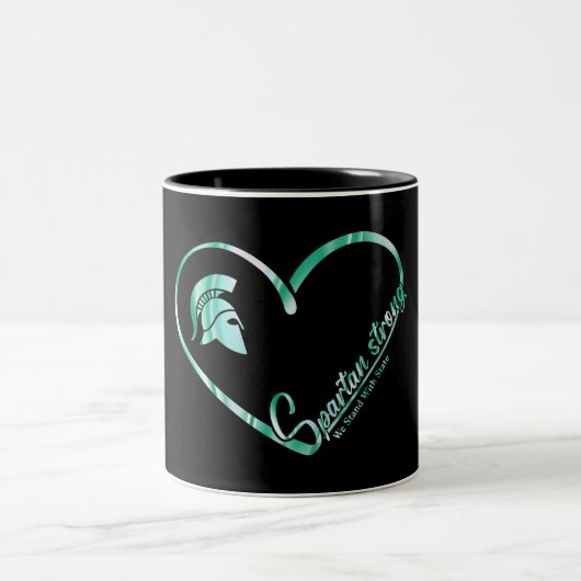 Spartan Strong Wir stehen mit Staat Spartan Logo Zweifarbige Tasse (Mittel)