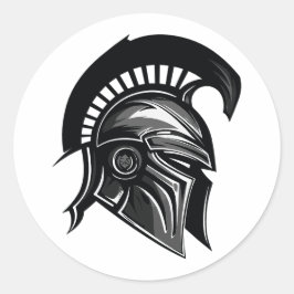 Spartan Warrior Helmet Minimalistisch Runder Aufkleber