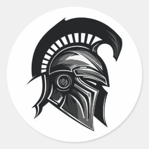 Spartan Warrior Helmet Minimalistisch Runder Aufkleber