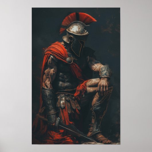 Spartan Warrior Kneeling Poster PNG (Vorne)