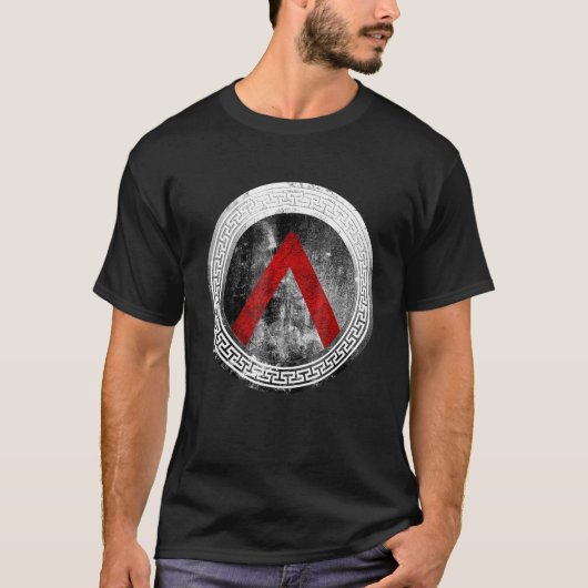 Spartan Warrior Lambda Shield Ancient Griechischer T-Shirt (Vorderseite)