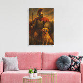 Spartan Warrior mit Loyal Hund in der Schlacht Leinwanddruck (Insitu (Wohnzimmer))