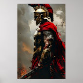 Spartan Warrior Poster im grünen Hintergrund (Vorne)