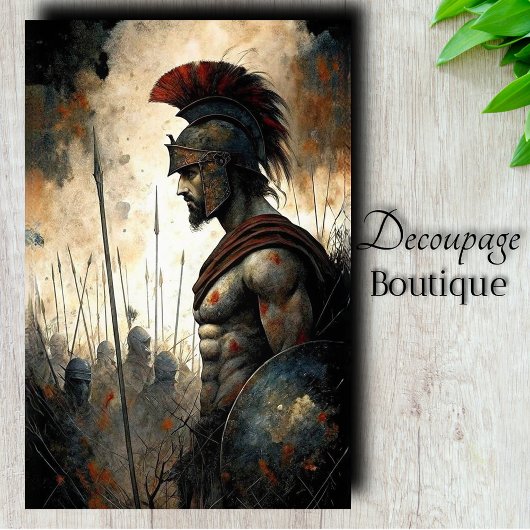 Spartan Warrior Profile Decoupage Seidenpapier