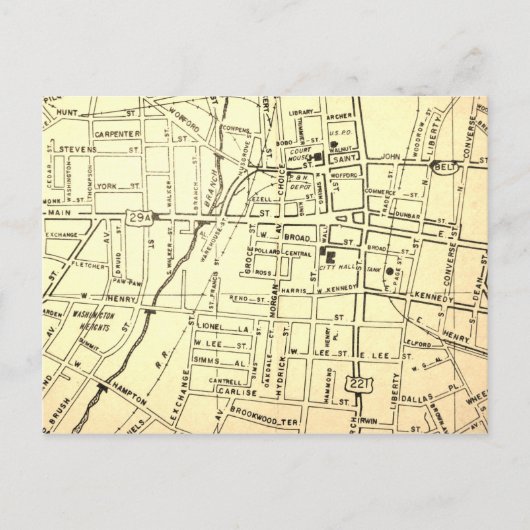 Spartanburg, SC Vintage Karte (Vorderseite)