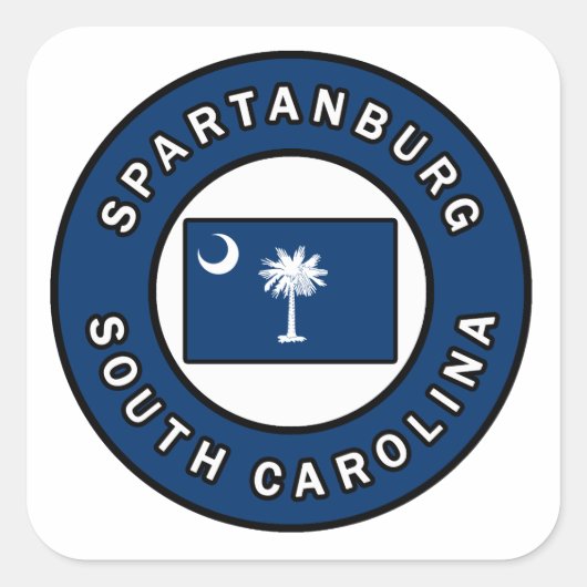 Spartanburg South Carolina Quadratischer Aufkleber (Vorderseite)