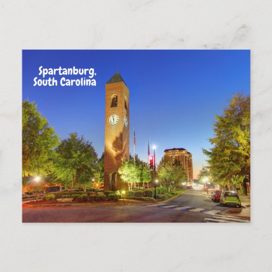 Spartanburg, South Carolina Uhrturm Postkarte (Vorderseite)