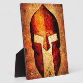 Spartaner Helm mit rostfreiem Hintergrund mit Farb Fotoplatte (Seite)