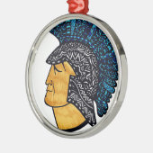 Spartanischer Kopf - Blau Ornament Aus Metall (Links)