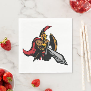 Spartanischer Krieger-Maskottchen fett Rot und Gol Serviette