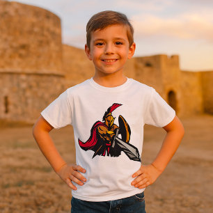 Spartanischer Krieger-Maskottchen Fett Rot und Gol T-Shirt