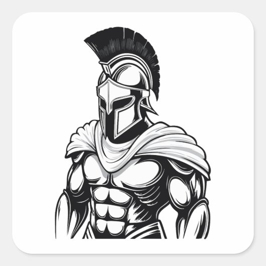 spartanischer Krieger Quadratischer Aufkleber (Vorderseite)
