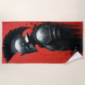 Spartanischer Kriegerhelm-Kunst Strandtuch (Vorderseite)