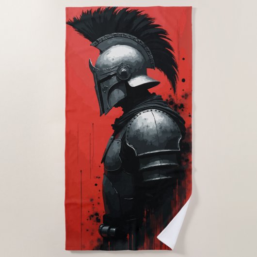 Spartanischer Kriegerhelm-Kunst Strandtuch (Vorderseite)