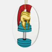 Spartanischer Sturzhelm auf Dumbbell Keramik Ornament (Links)