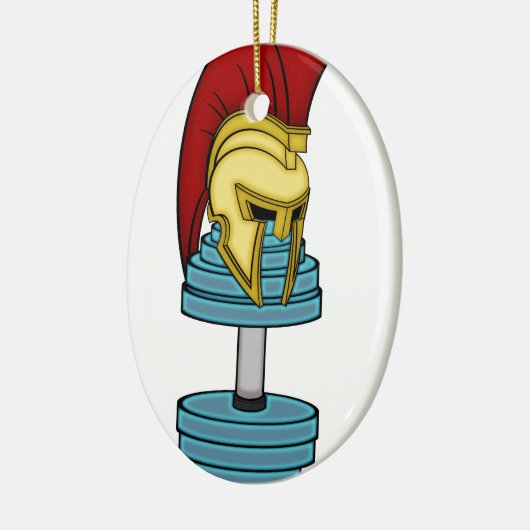 Spartanischer Sturzhelm auf Dumbbell Keramik Ornament (Links)