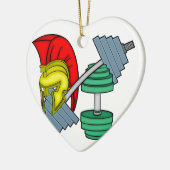 Spartanischer Sturzhelm auf Turnhallenausrüstung Keramik Ornament (Links)