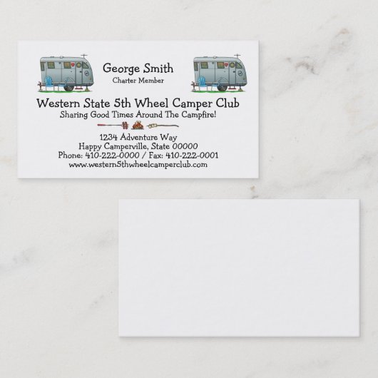 Spartanischer Wohnwagenanhänger RV HSH Visitenkarte (Vorne/Hinten)