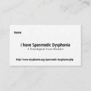 Spasmodische Dysphonie, ein neurologisches Voca… Visitenkarte